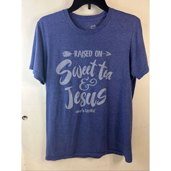 Simply Southern Faithful Sweet tea and Jesus t-shirt Medium Blue - Picture 2 of 6